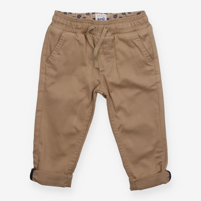 Trousers brown turn ups kite lining to waist