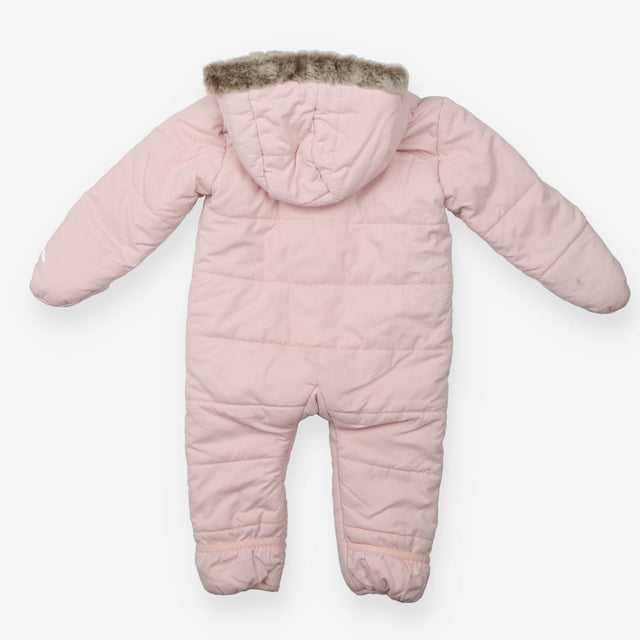 Pramsuit pink fur hood fleece lined