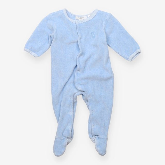 Sleepsuit blue velour stripe feet