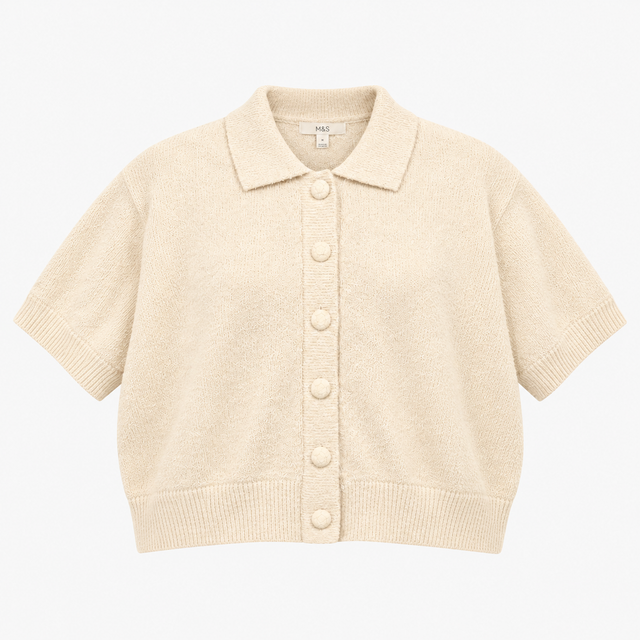 Cardigan Natural Cotton Polyester Collared Texture