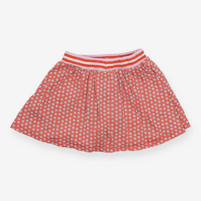 Skort Red Daisies with Striped Waistband