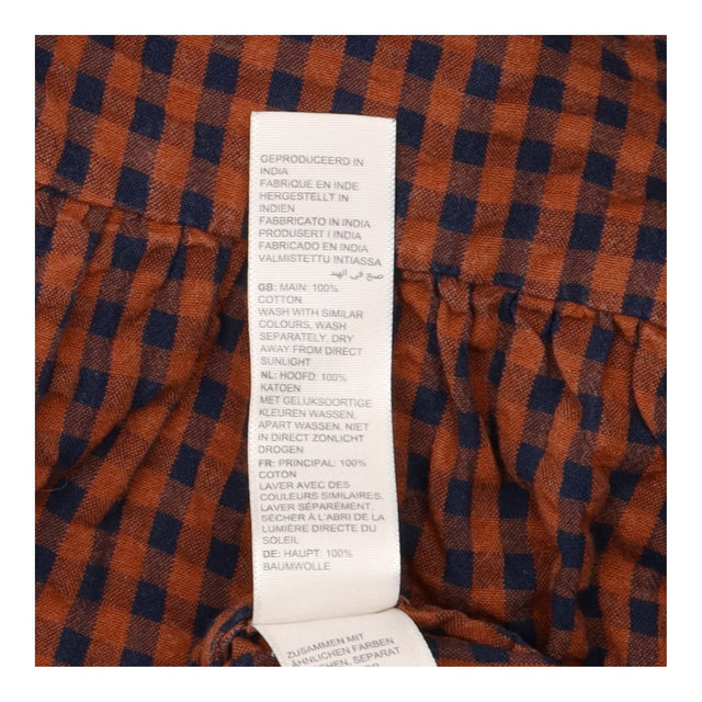Dress Midi Gingham V Neck Rust Navy