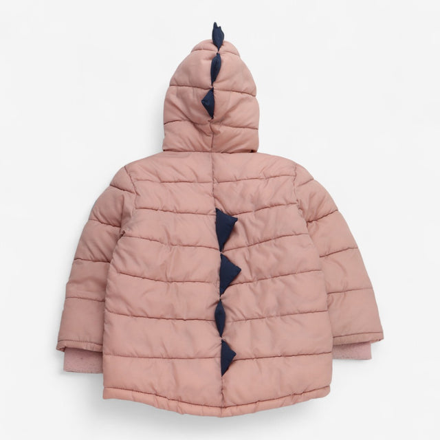 Coat Puffer Pink and Navy Dinosaur