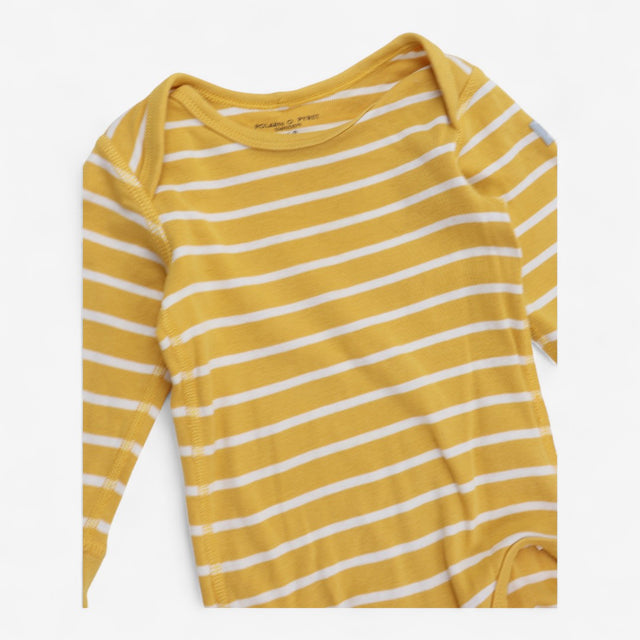 Bodysuit LS yellow with white stripes