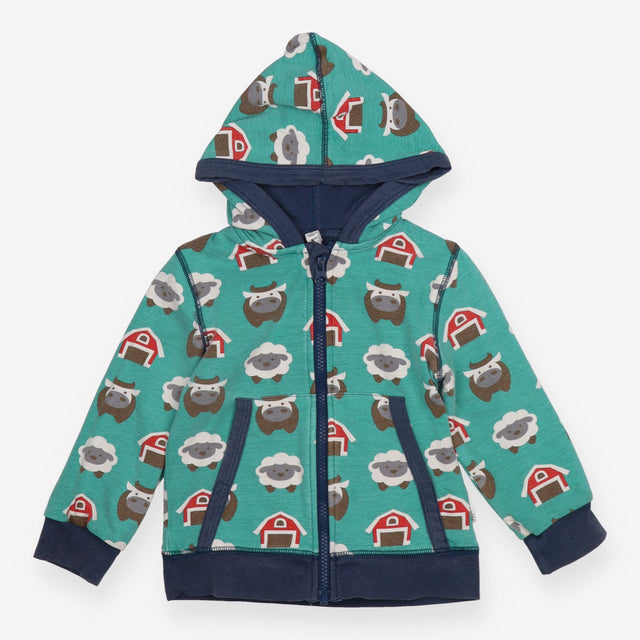 Green Farmyard Zip Hoodie