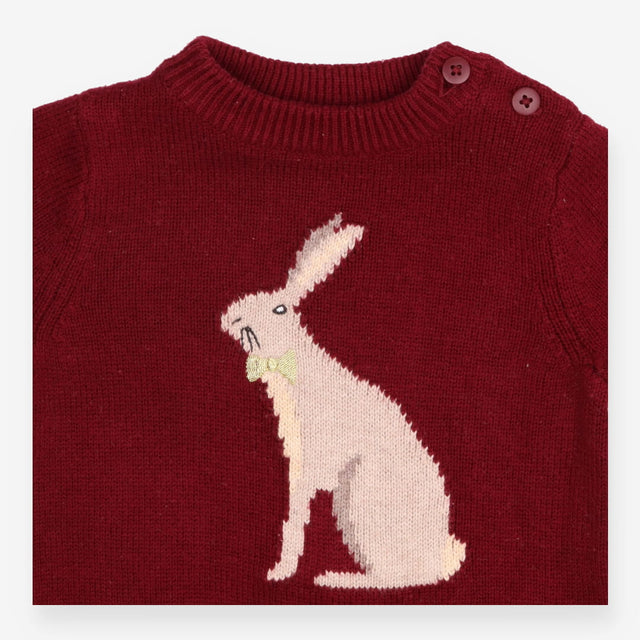 Sweater knit maroon hare with bowtie