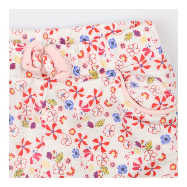 Joggers white flowers pink bow