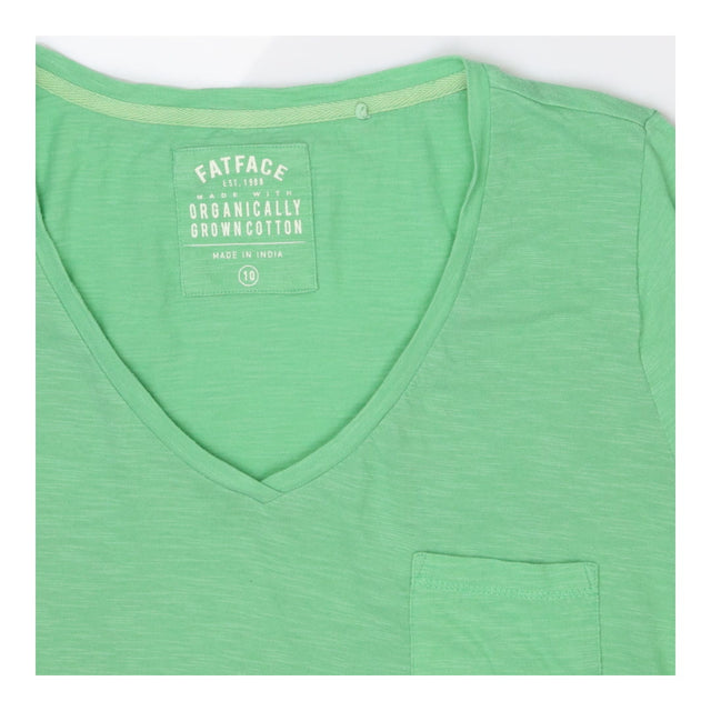 Green Oversized V Neck Pocket T-Shirt Cotton