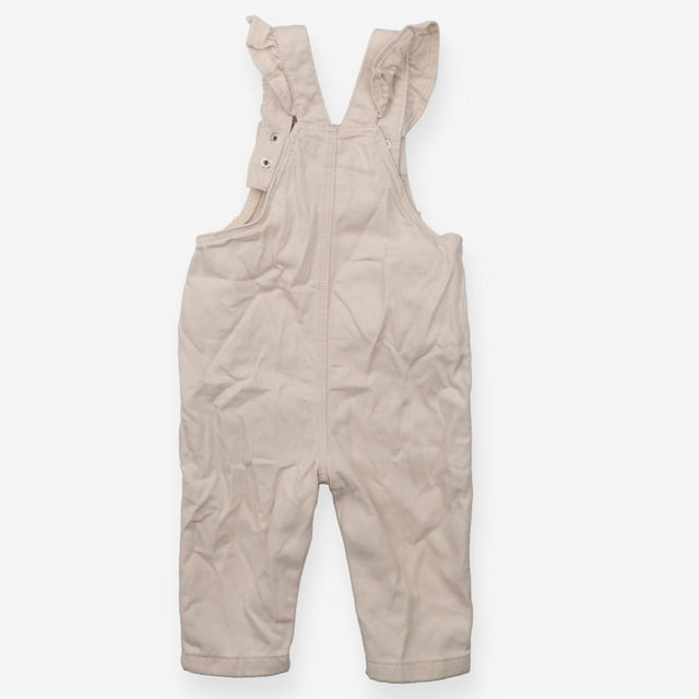 Dungarees cream blue embroidery pockets