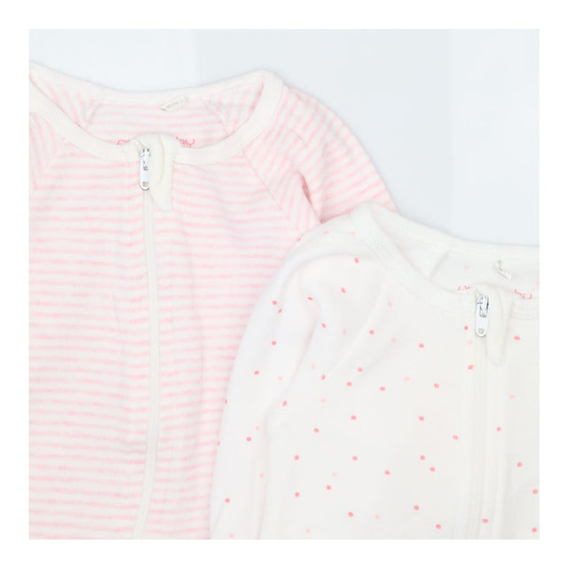 Sleepsuit long sleeve white with pink dots pink wh