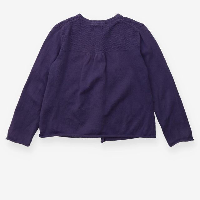 Purple knit cardigan with zigzags
