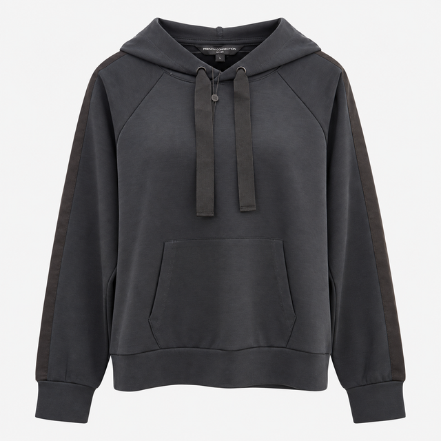 Hoodie Navy Black Sleeve Trim Drawstring