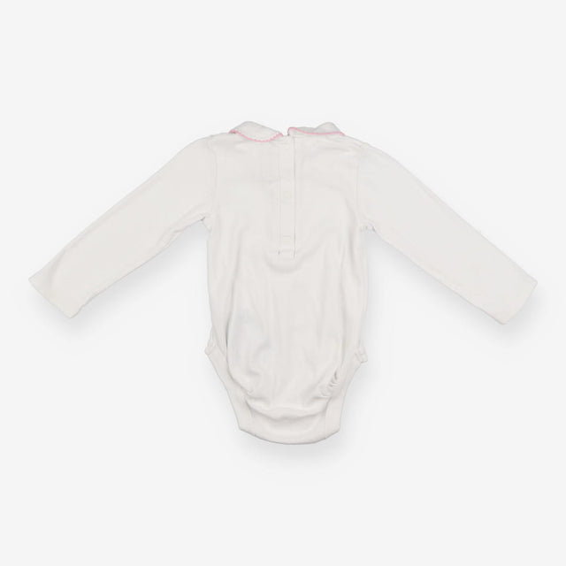 White Collared Long Sleeve Bodysuit