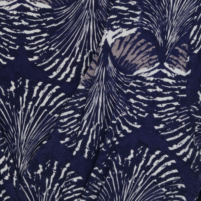 Blue Abstract Print Jersey Wrap Dress Midi