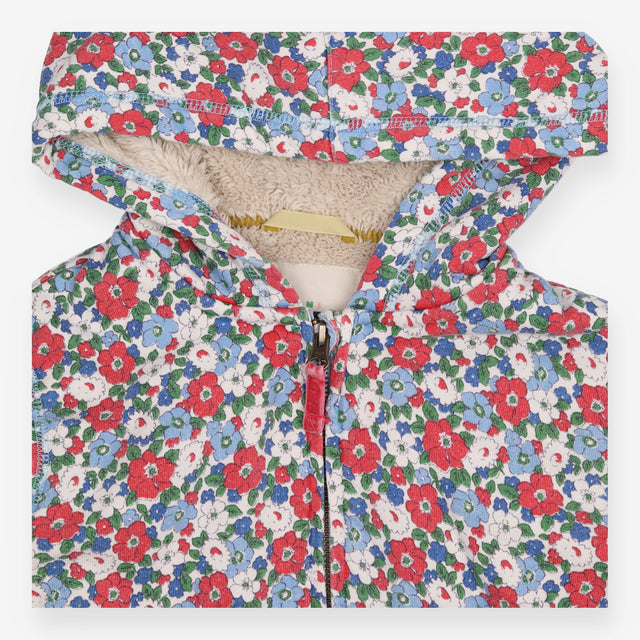 Hoodie Fleece Lined White Floral