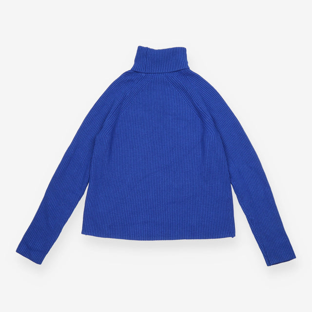 Roll Neck Jumper Sapphire Blue Ribbed Knit