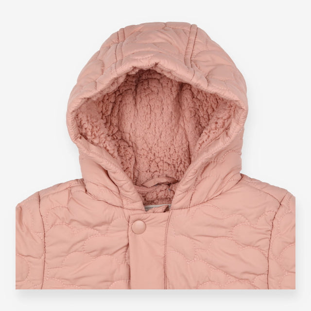 Pramsuit pink cloud stitching