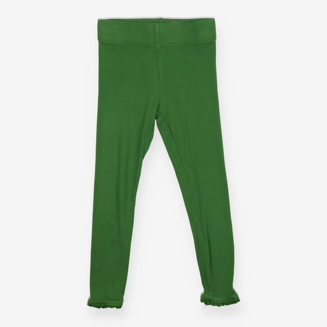 Green ribbed leggings