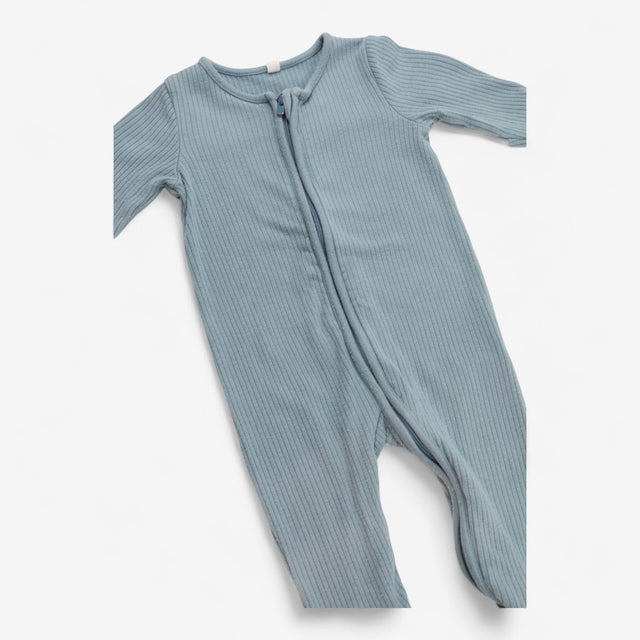 Blue Ribbed Clever Sleepsuit