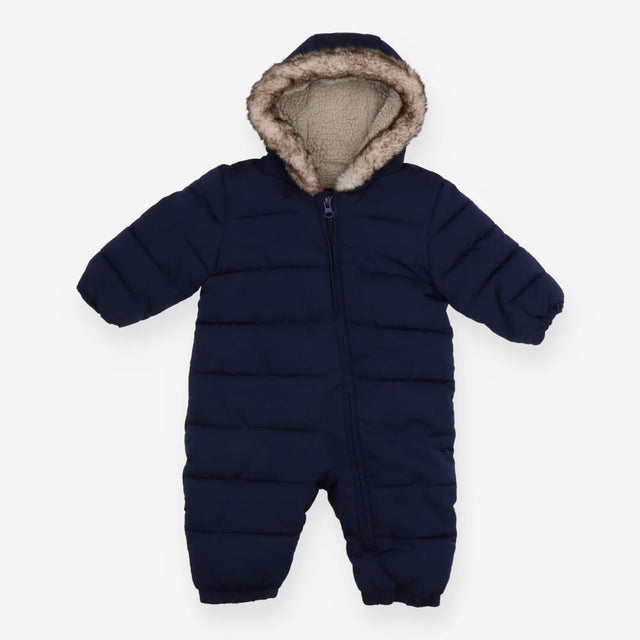 Navy padded pramsuit fleece hood