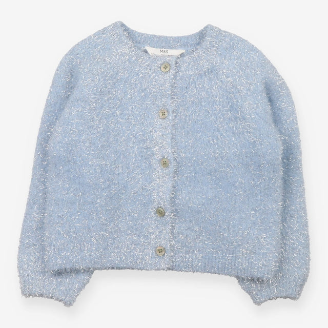 Cardigan blue mohair and silver sparkle thread