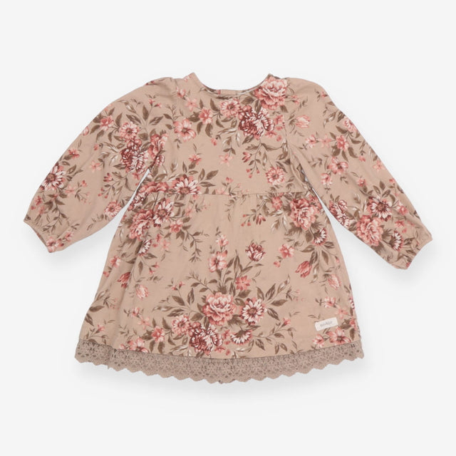 Dress brown pink flowers jersey LS