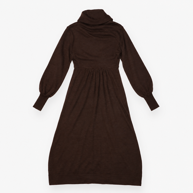 Dress Brown Merino Wool Cowl Neck