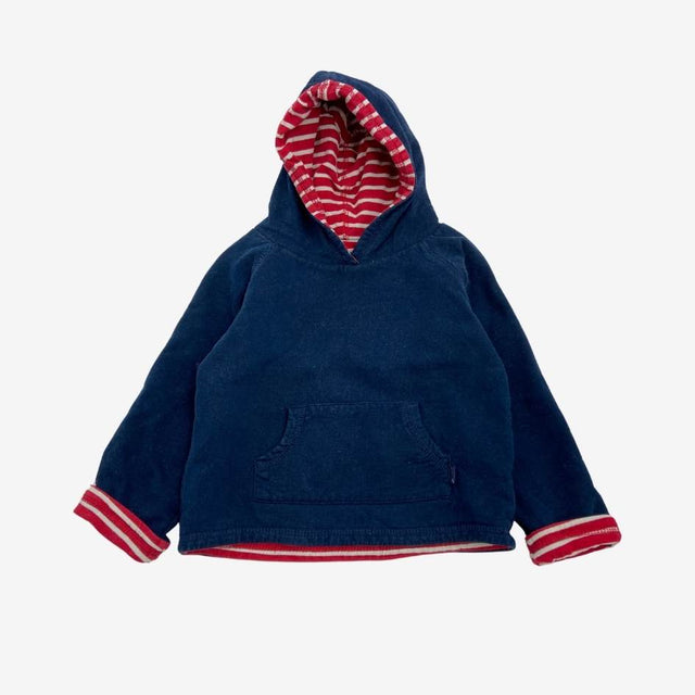 Reversible Navy and Red Stripe Pull Over Hoodie