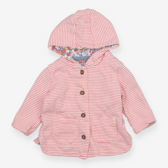 Jacket pink stripe floral lining hooded