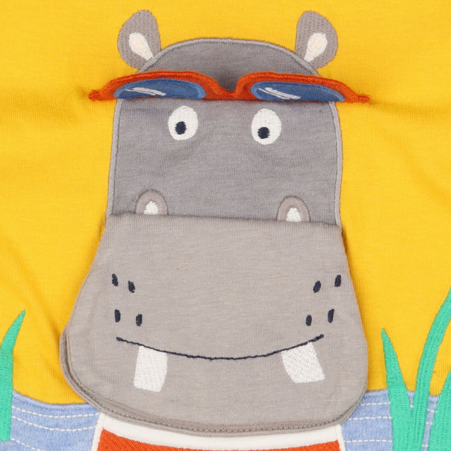 Yellow Hippo Interactive Applique T-shirt