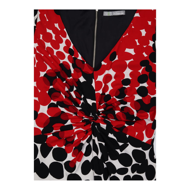 Dress Spot Polka Dot Twist Front Short Sleeve Red