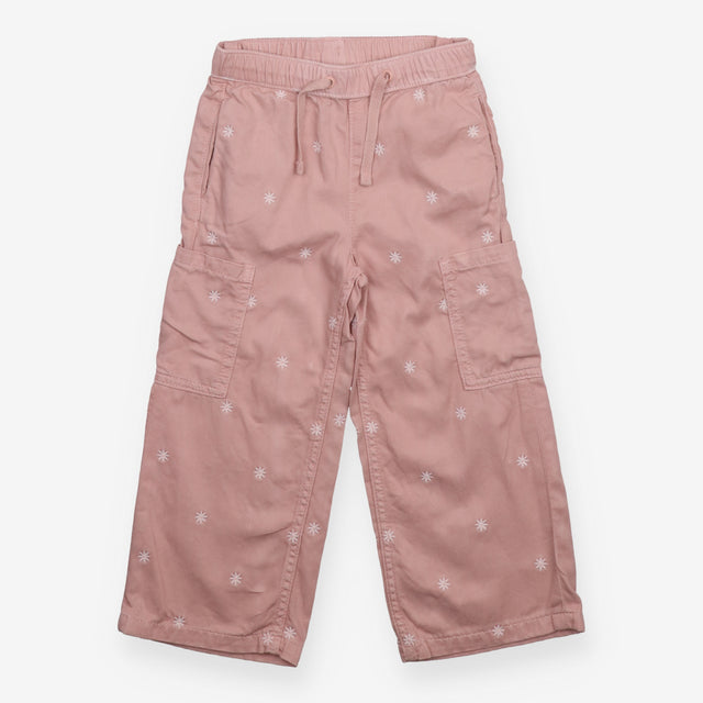 Trousers pull on pink white flower