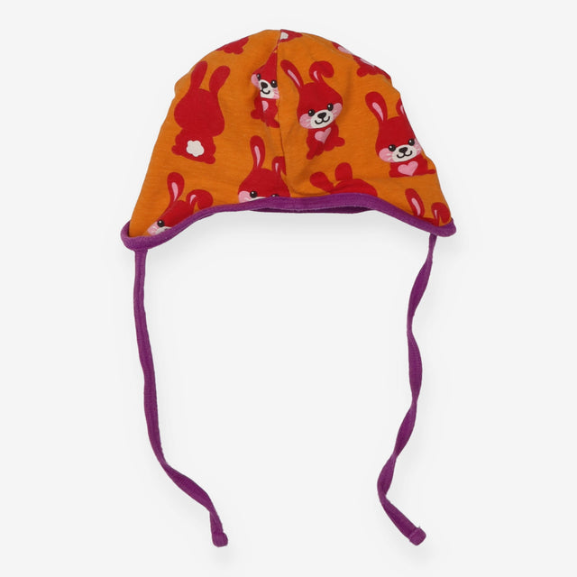 Orange with Red Bunnies Baby Bonnet
