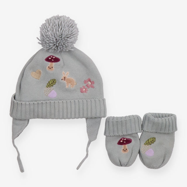 Green Bunny Bobble Hat with Mittens