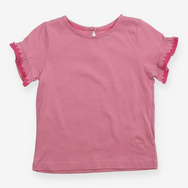 Tee Pink SS lace sleeve edging