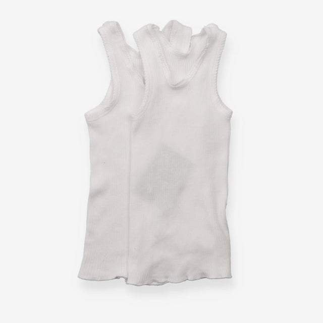 2 pack white ribbed vests