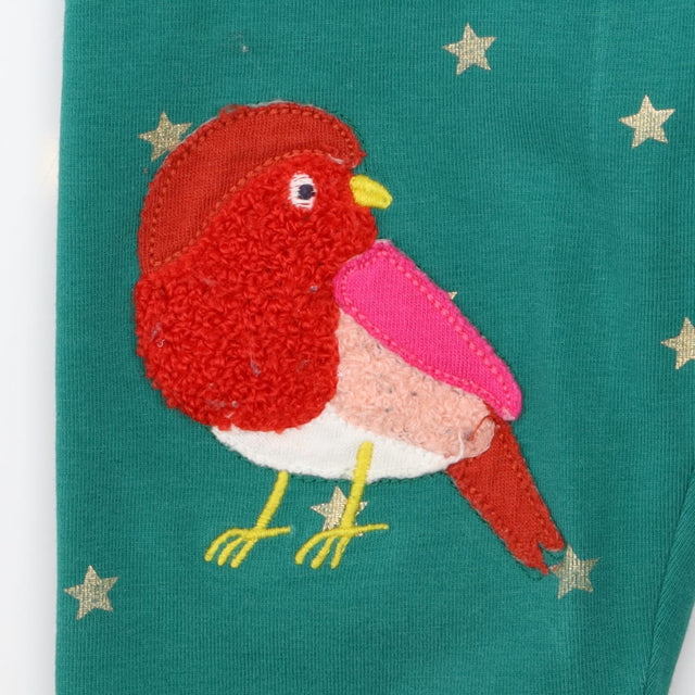 Green festive robin leggings