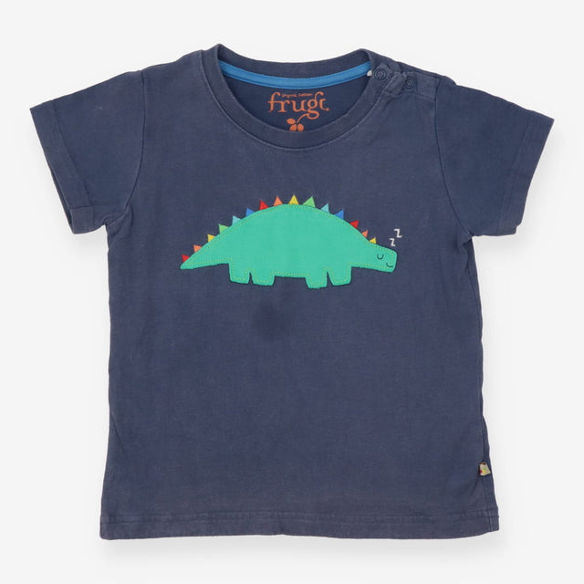 T-Shirt Blue Sleeping Dinosaur Applique