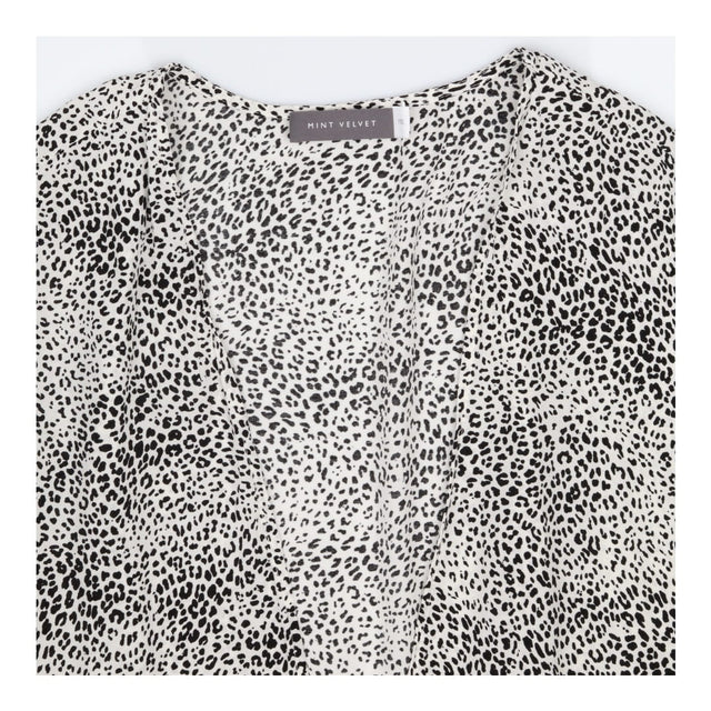 Black & Cream Animal Print Cupro Kimono Cover-Up