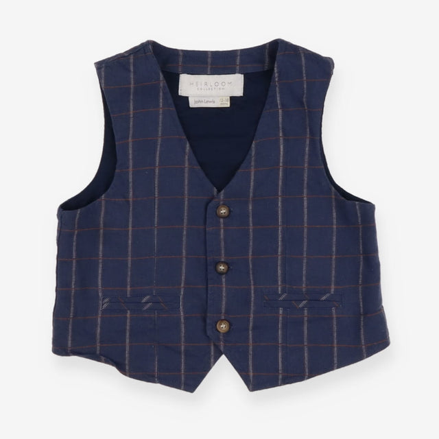 Waistcoat - Navy and Tan Check