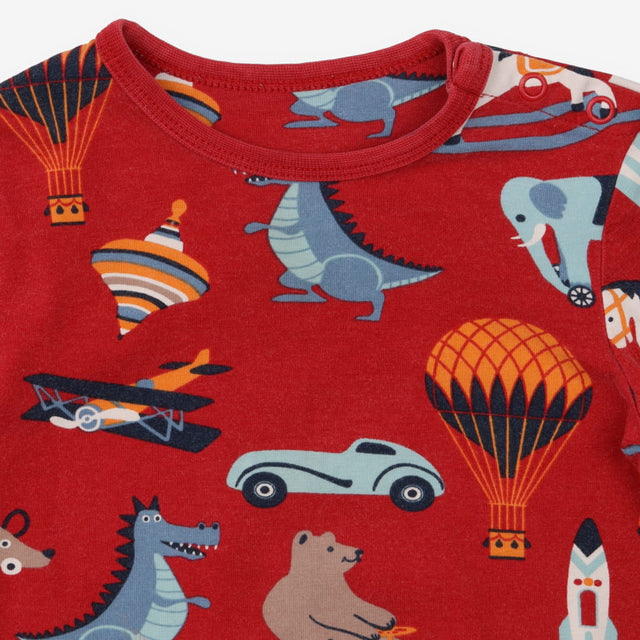 T-Shirt Long Sleeve Red Playroom Appliques