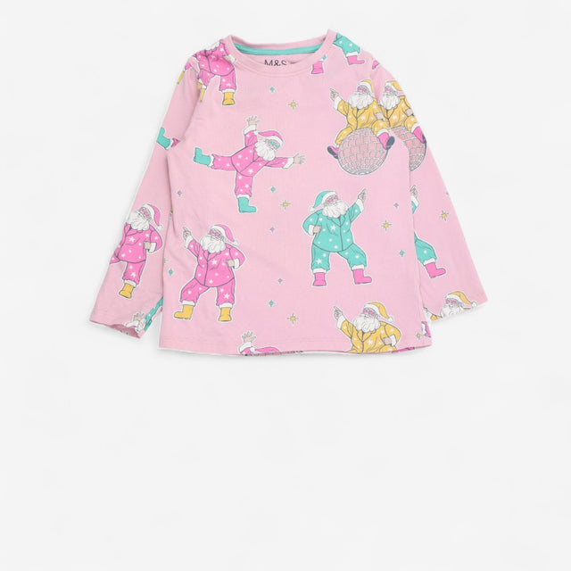 Pyjamas Pink with Disco Santa's
