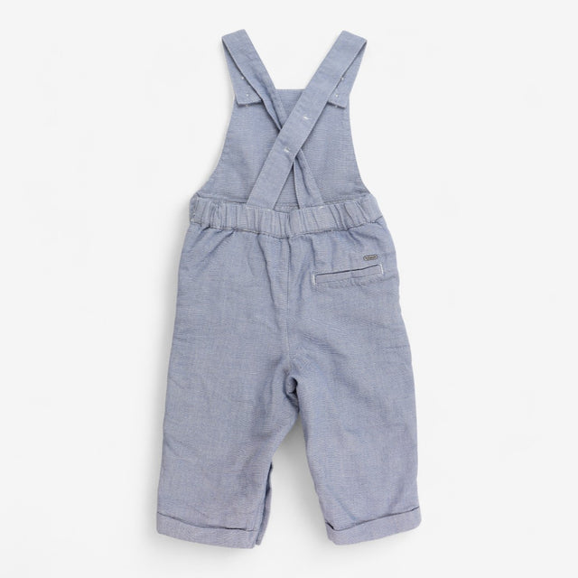 Dungarees blue woven with bike applique