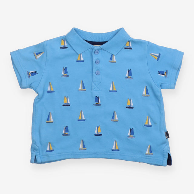 Polo Shirt Light Blue Sailing Boats