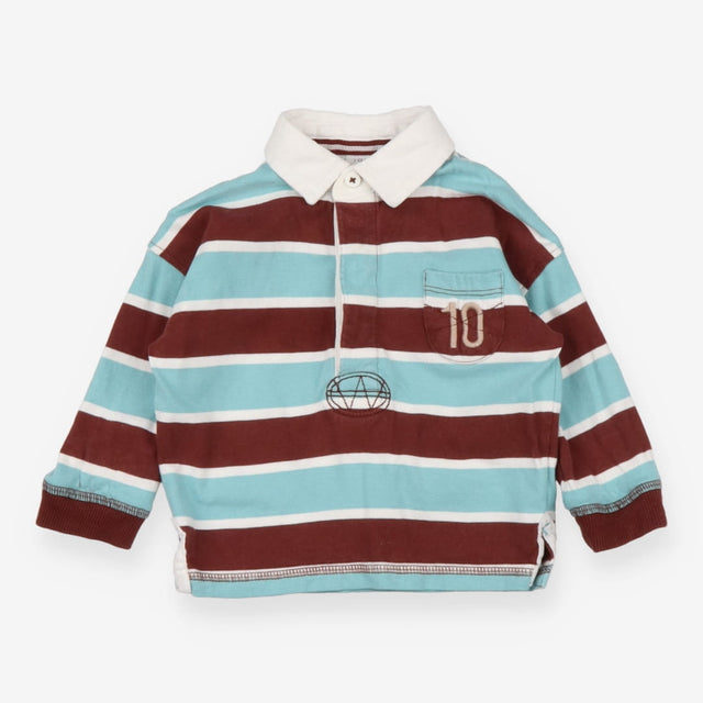 Tee rugby shirt brown blue stripe