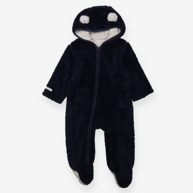 Navy Fleece Pramsuit Star Lining