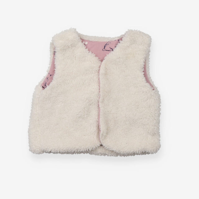 Gilet White Fur Pink Rabbit Lining