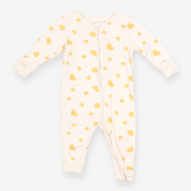 Sleepsuit White Yellow Hearts