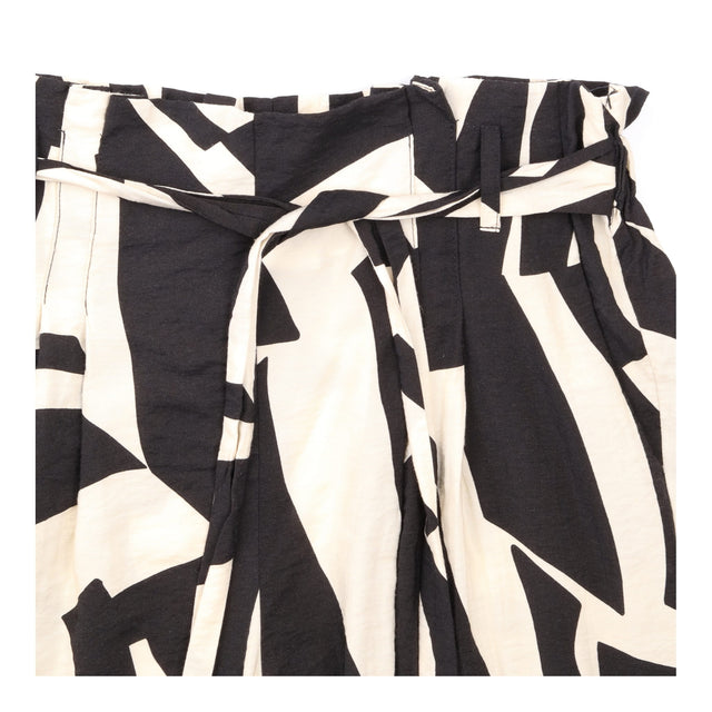 Trousers Black Cream Abstract Print High Waist Pa