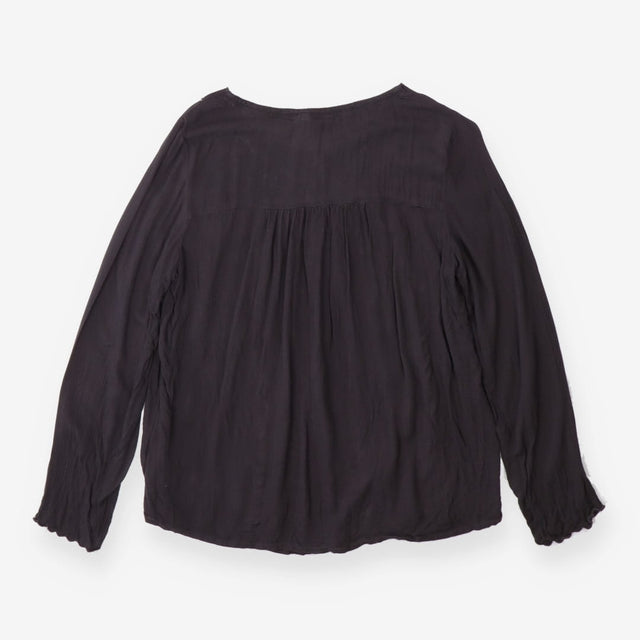 Grey Cupio Flowy Top with Embroidered Neckline